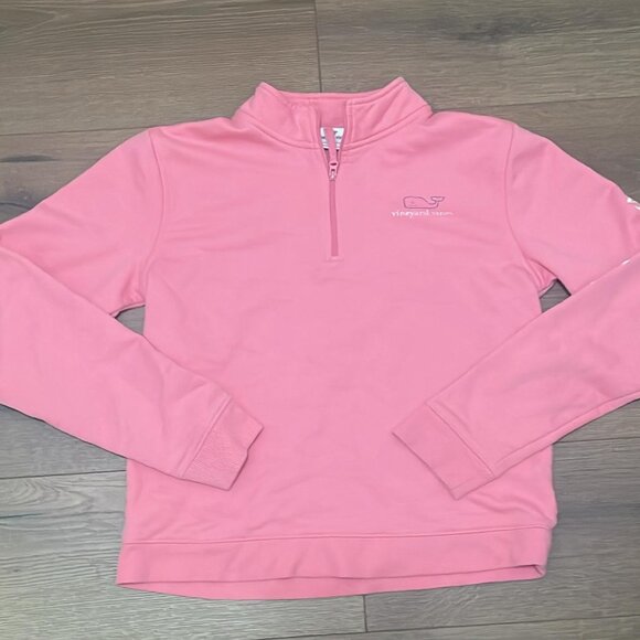 Vineyard Vines Girls' Pink Quarter-Zip Pullover - Size 14 - Picture 2 of 6